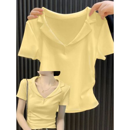 Polo Lapel Short-Sleeved T-Shirt Women